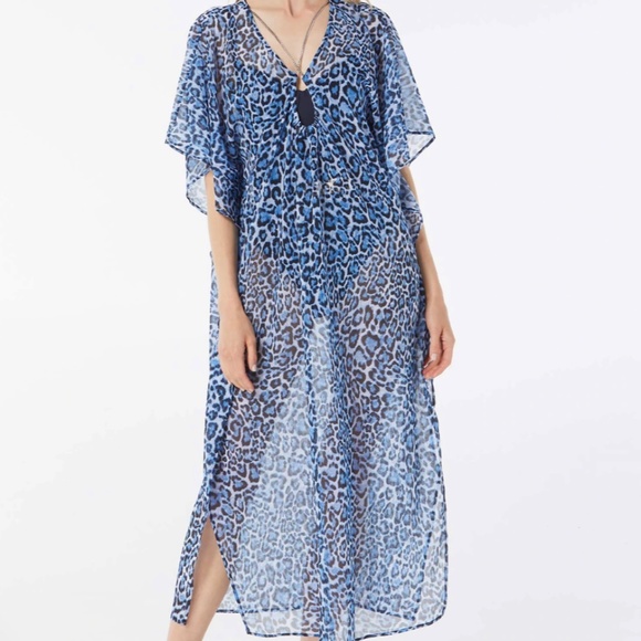 MICHAEL MICHAEL KORS CHAIN MIDI CAFTAN COVER UP - WILDCAT - Picture 1 of 2